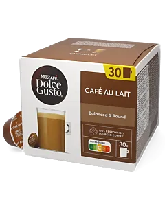 Nescaf&Atilde;&copy; Caf&Atilde;&copy; au Lait Big Pack package and capsule for Dolce Gusto