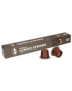 Kaffekapslen Lungo Strong Premium pak en capsule voor Nespresso

