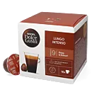 Nescafé Lungo Intenso verpakking en capsule voor Dolce Gusto