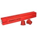 Kaffekapslen Dynamite Coffee pak en capsule voor Nespresso
